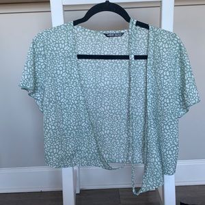 Flowy floral wrap shirt